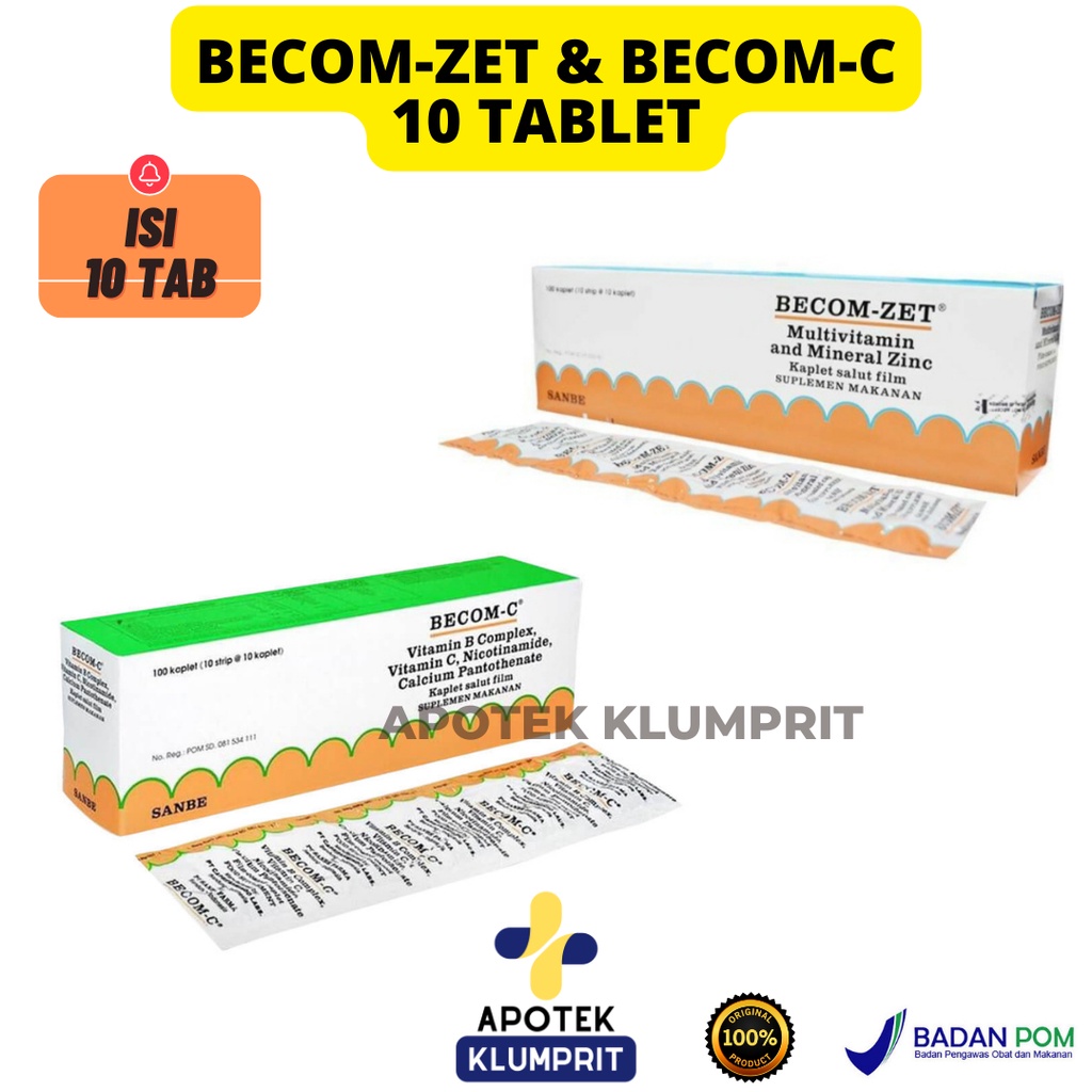 BECOMZET / BECOM C / 10 TABLET / STRIP / BECOM ZET / BECOMC / VITAMIN C / VITAMIN B KOMPLEKS / ZINC 