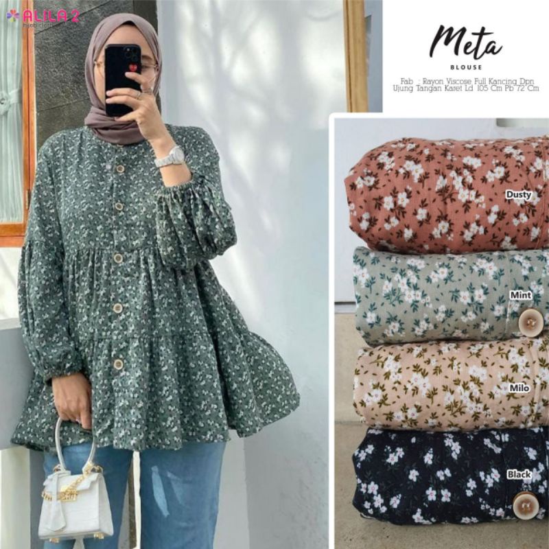 META BLOUSE BY ALILA2 / BLOUSE WANITA MOTIF BUNGA BUNGA BERBAHAN RAYON VISCOSE IMPORT / ATASAN WANIT