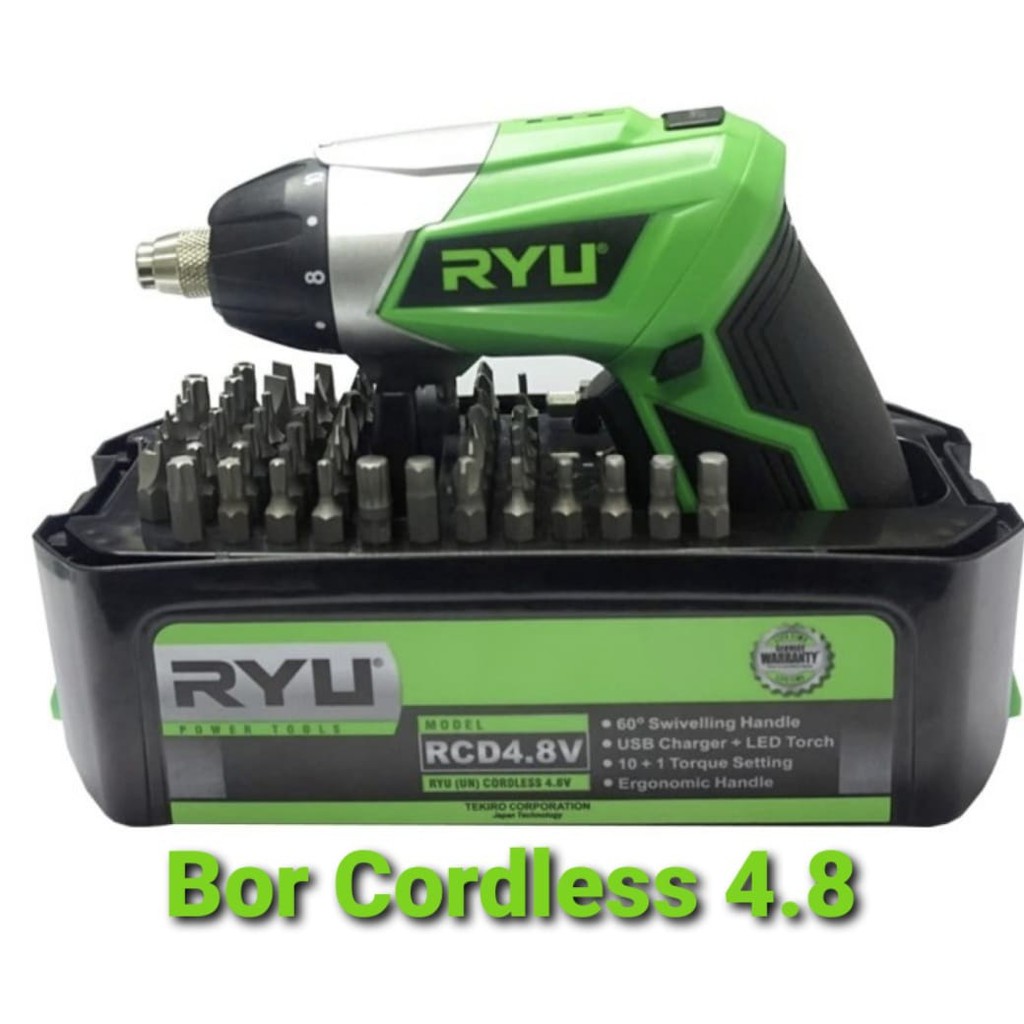 RYU MESIN BOR OBENG SET MATA CORDLESS RCD 4,8 V BATERAI modern bosch