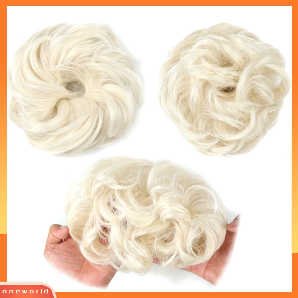 Wig Rambut Ekstensi Model Keriting Gelombang Messy Donut Chignons Ukuran 10cm Untuk Wanita