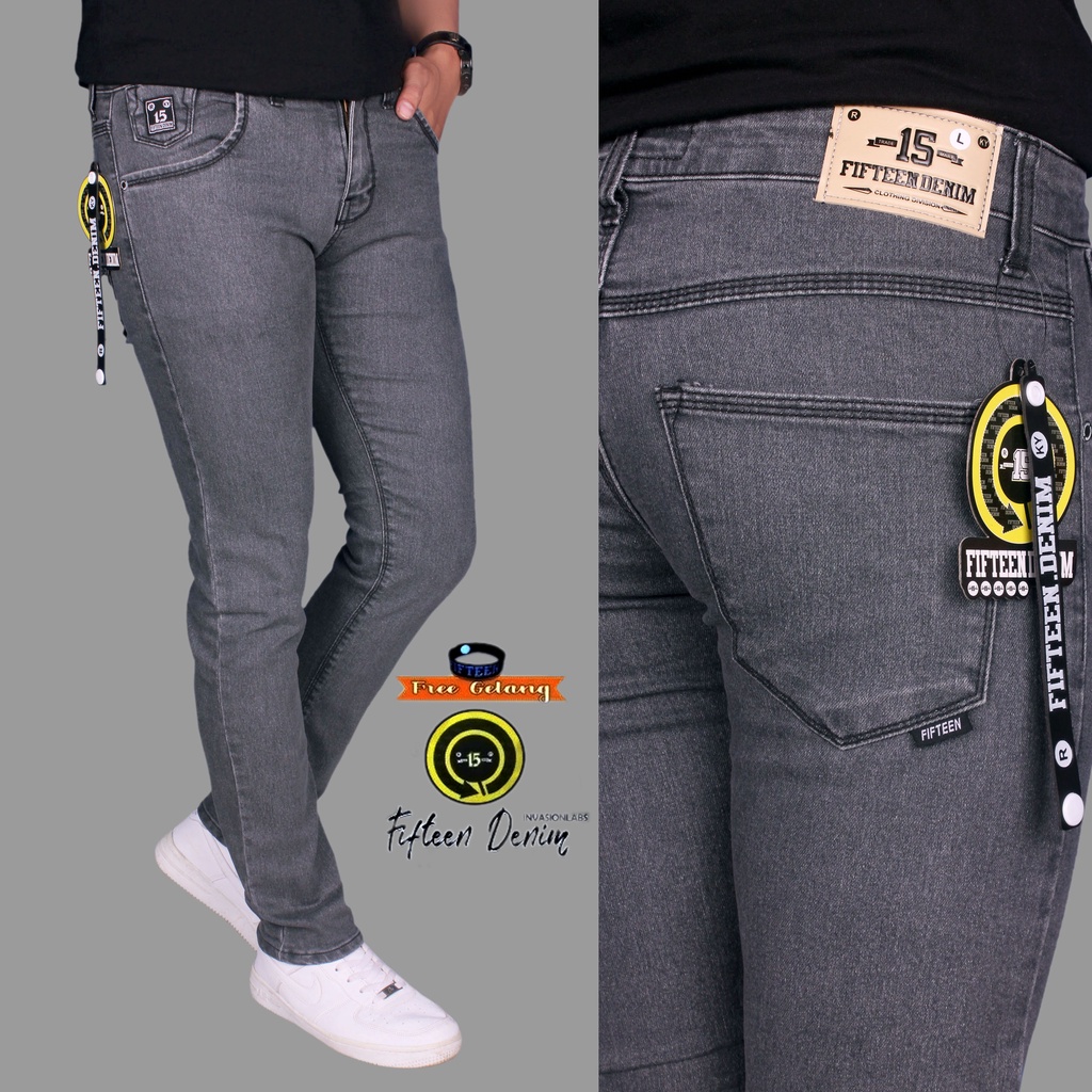 Celana Jeans  panjang pria slimfit Fifteen Casual Premium Quality