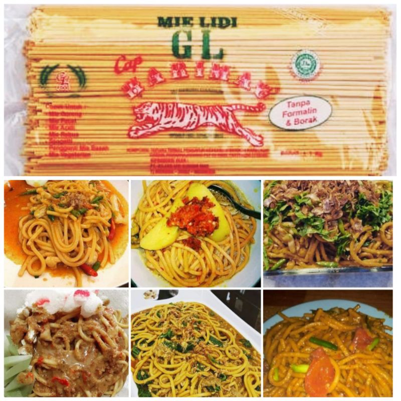 

500 GR,Mie Gomak /Mie Lidi /Mie Aceh/Mie Spaghetti /Mie Kuning GL Cap Harimau 100% HALAL - Merah