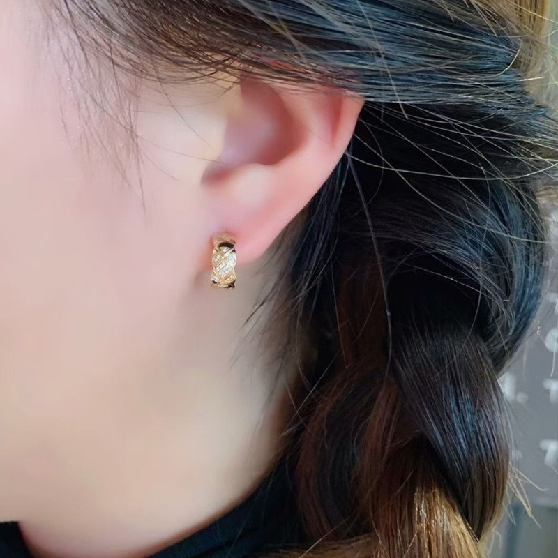 Fashion Gold Classic Exquisite Rhombic Ear Studs Diamond Earrings