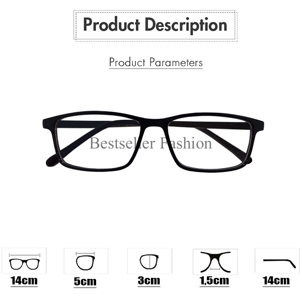 Kacamata Baca uK. +0.50 s/d +4.00 Frame Kotak Hitam Ringan Untuk Pria / Wanita kacamata Full Plus Rabun Dekat Unisex FREECASE