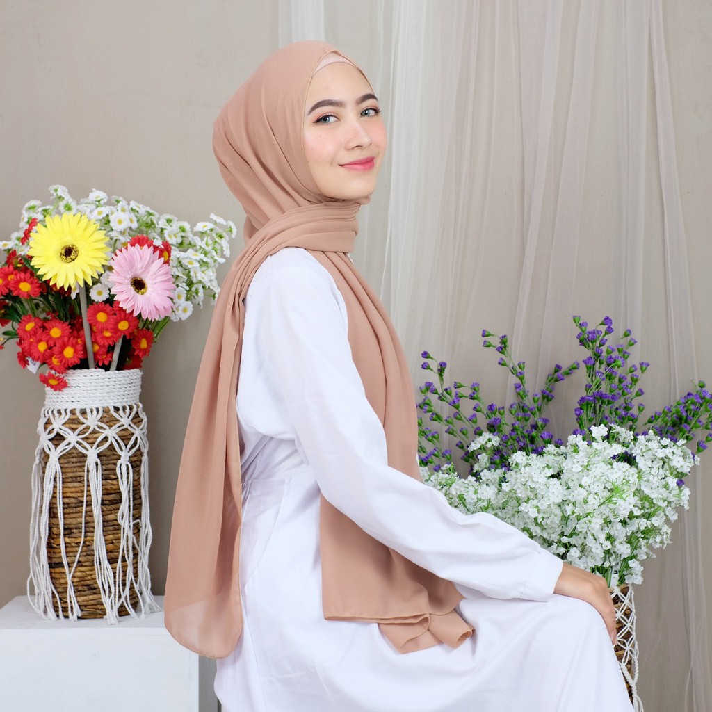 PTTCR - PASHMINA NISSA SABYAN POLOS TANPA TALI CERUTI BABYDOLL HEAVY SCHIFFON 175X80CM / HIJAB