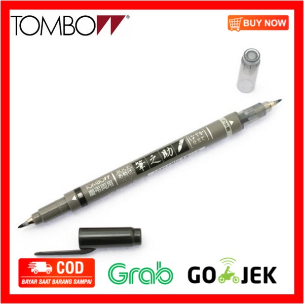 

(BISA COD) Tombow Fudenosuke Brush Pen - Twin Tip (Black & Grey)