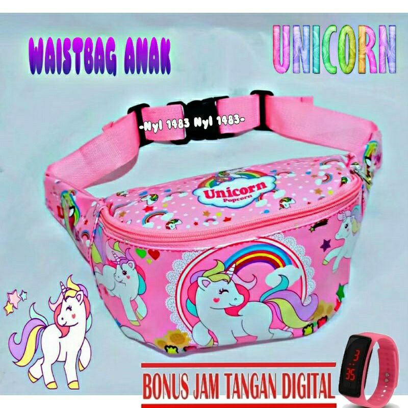 tas selempang anak perempuan FREE JAM TANGAN DIGITAL waistbag anak perempuan tas bahu anak COD