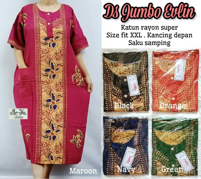 Daster Batik Size Jumbo Hits Kekinian - material kain batik santung solo sleep wear