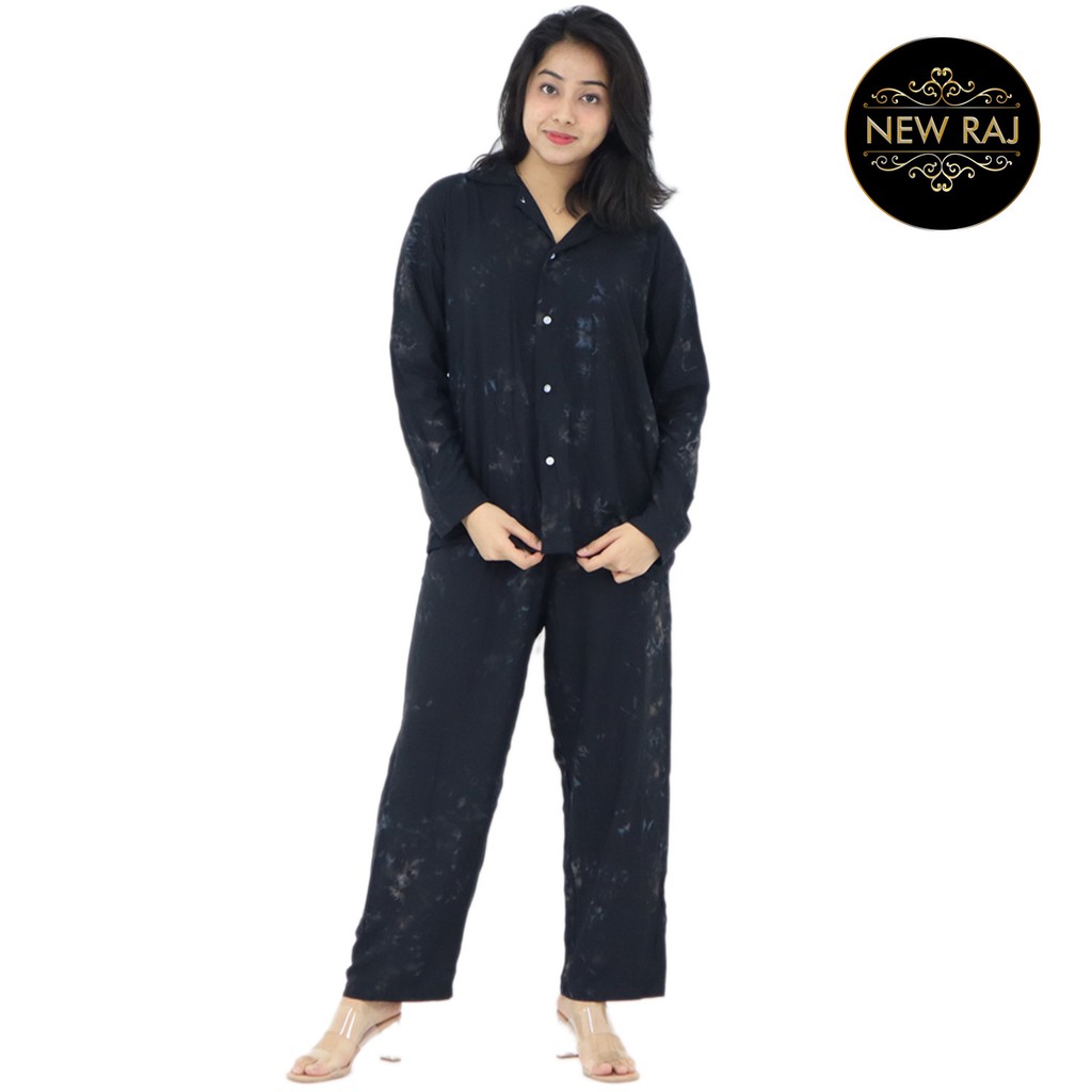 Setelan Piyama Lengan Panjang Rayon Tie Dye Wanita Ld110 | Pajamas Katun Rayon | Baju Tidur Wanita