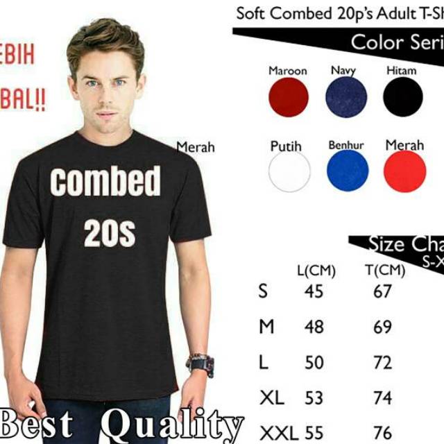  Kaos  Polos  Lengan Pendek Cotton Combed 20s Shopee Indonesia