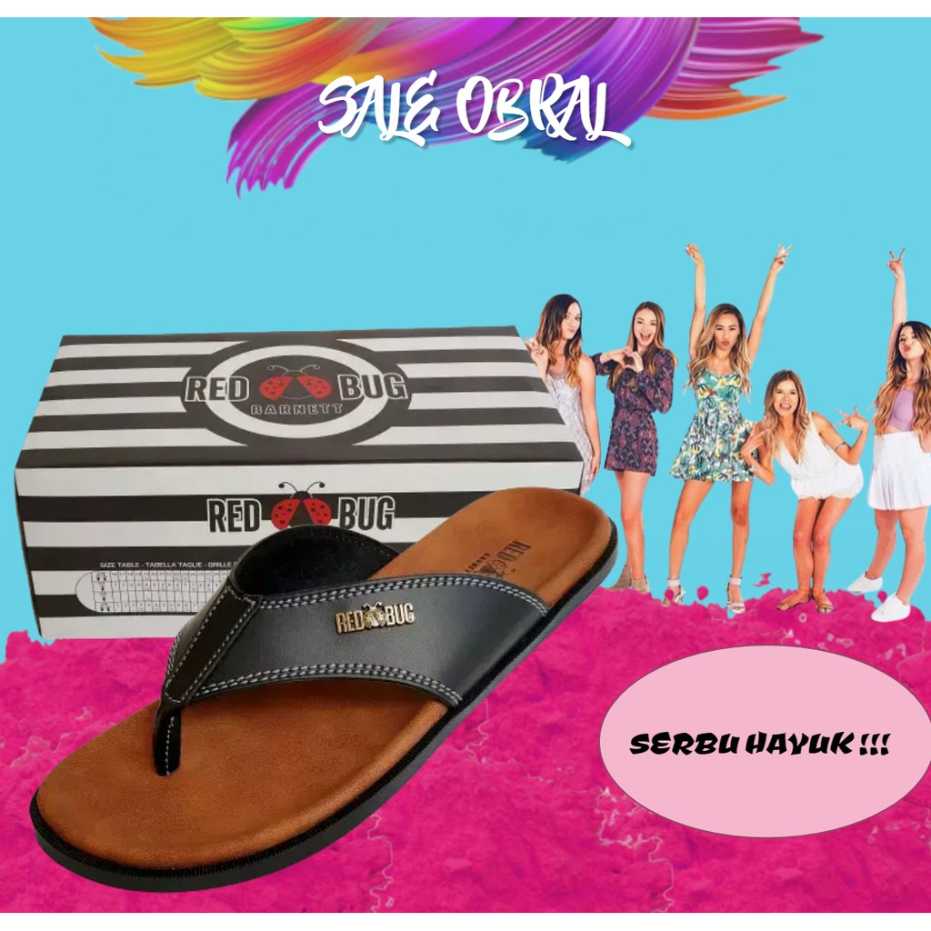SANDAL KULIT Barnet RED BUG model JAPIT CASUAL PRIA BARNETT RB MAX 01 // SANDAL JEPIT PRIA