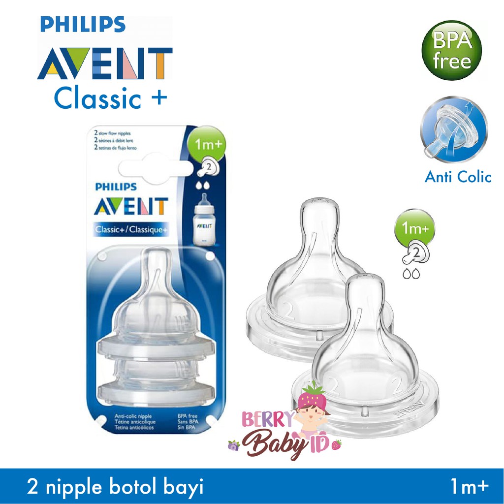 Philips AVENT Teat Nipple Classic+ 0m 1m 3m 6m Newborn Slow Med Fast Variable Berry Mart