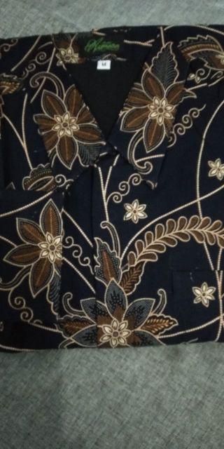 Kembang Biru Kemeja Batik Pria Full Furing Katun Primisima Batik Solo Batik Pria Warna Navy