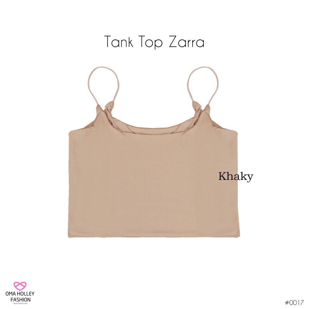 (COD) OH Fashion Zarra Tank top wanita tali spaghetti crop top #0017-Khaky