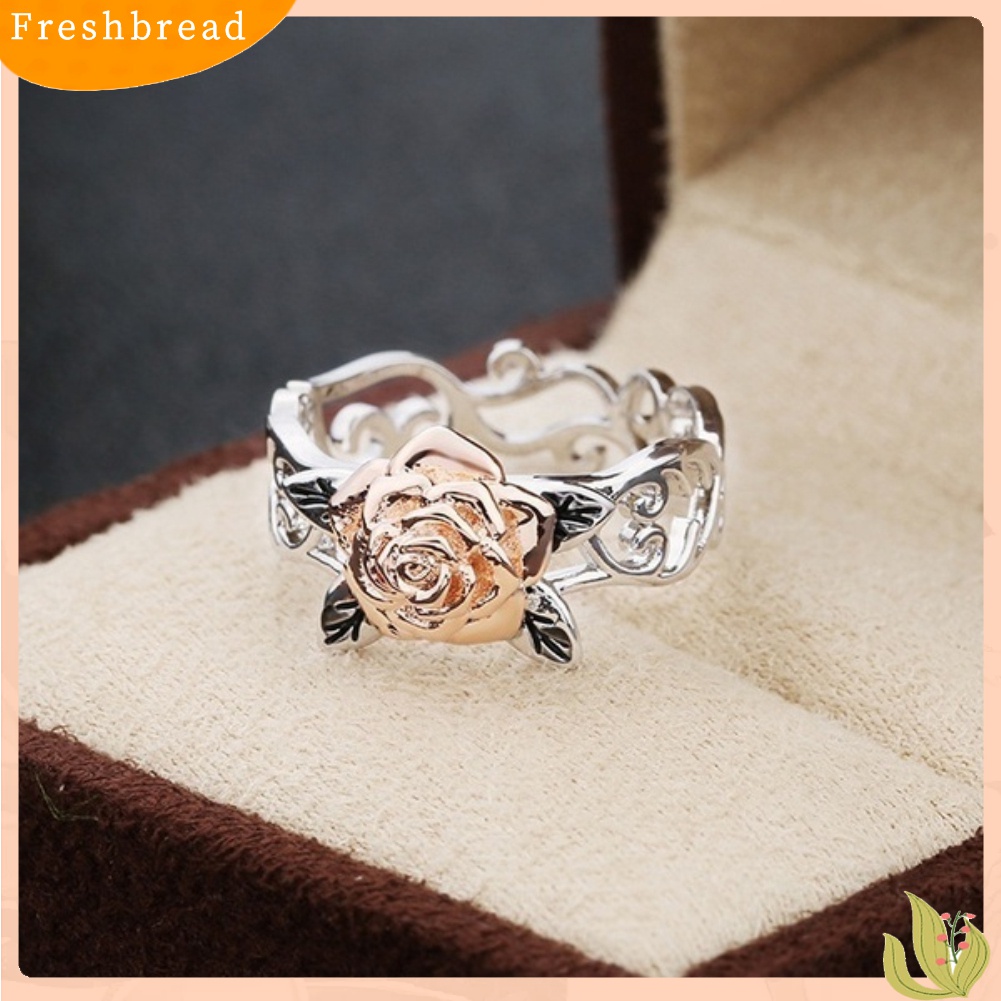 Terlaris Vintage Women Two Tone Flower Band Finger Ring Wedding Engagement Jewelry Gift