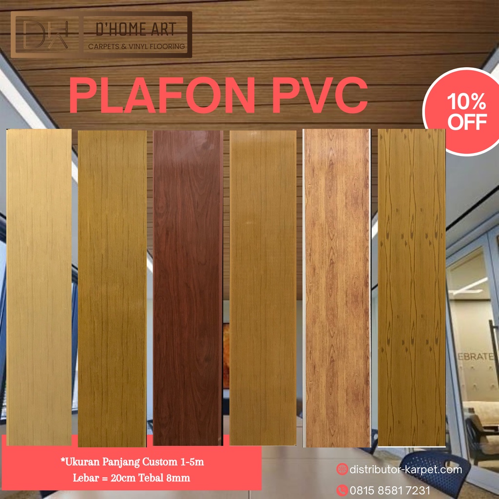 Plafon PVC Motif Kayu - Plafon PVC Serat Kayu Lebar 20cm
