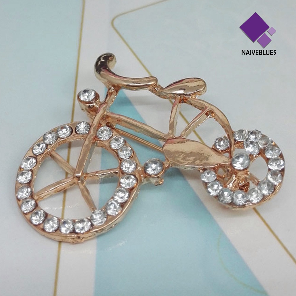 Naiveblue &gt; Bros / Pin Bentuk Sepeda Aksen Berlian Imitasi Bahan Alloy Untuk Aksesoris Wanita