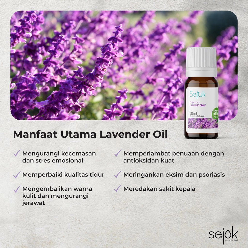 SEJUK Organic Lavender Essential Oil / Aroma Terapi Pure 100% - 10ml