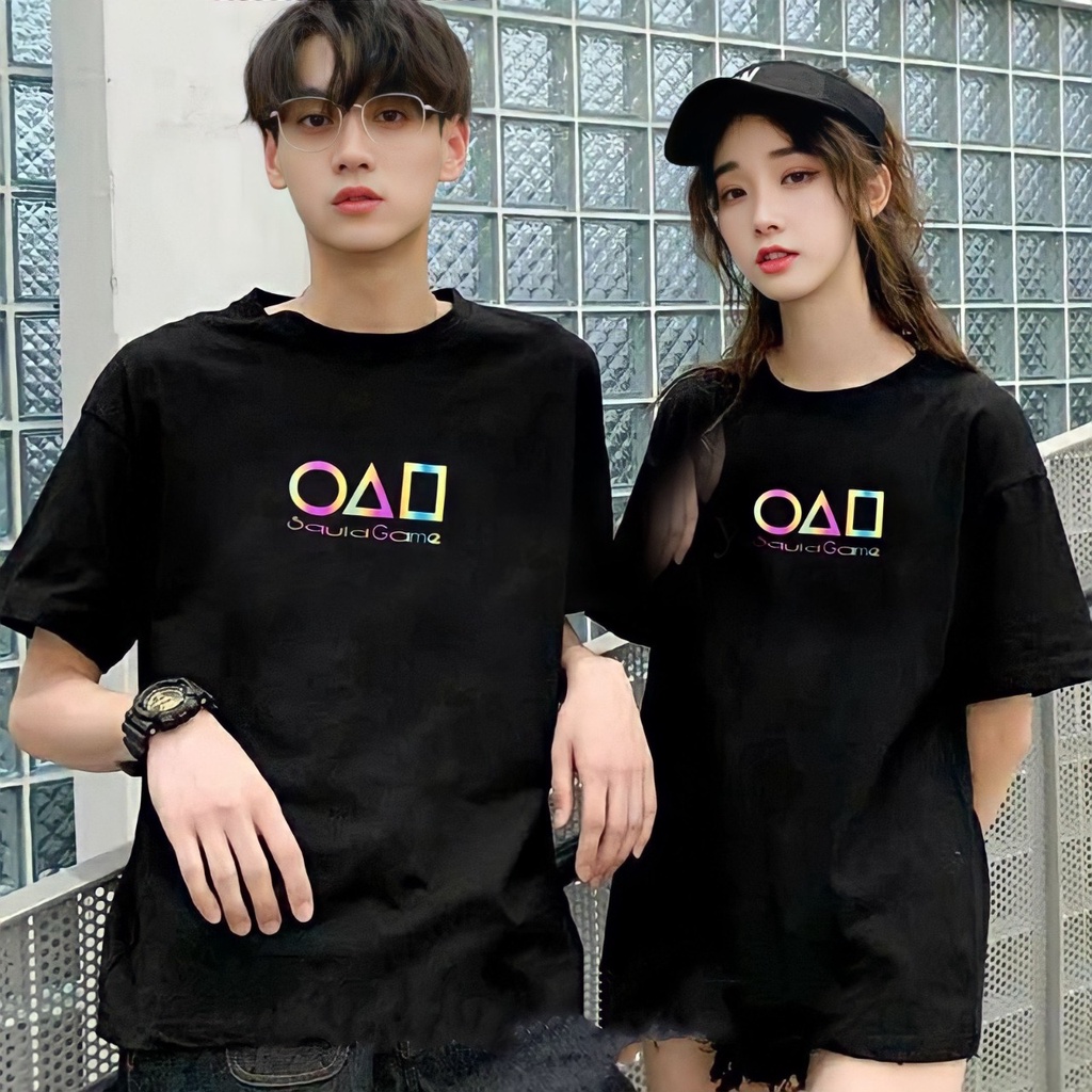 IvannaCollection Baju Kaos Couple Squid Game Rainbow Korean Style Atasan Kaos Couple Pasangan Kekinian