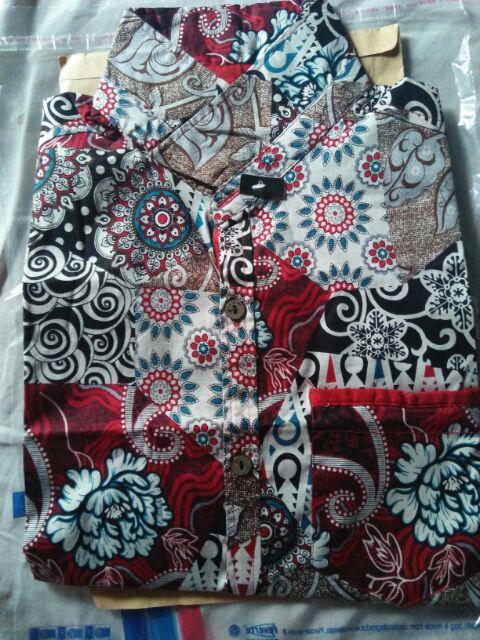 Kemeja Batik Pria Dewasa Lengan Pendek Slim Fit, 113ab#
