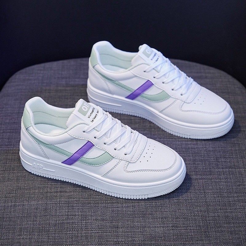 Sepatu Sneakers Wanita Kets Casual Wanita Cewek Perempuan Terbaru Putih Ori Murah Kekinian 037-Biru Ungu