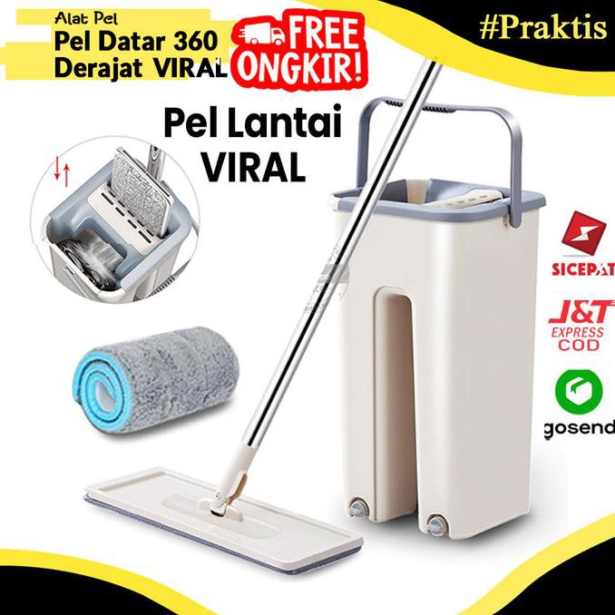 Jual Alat Pel Lantai Mop Derajat Praktis Pengepel Flat Mop Otomatis