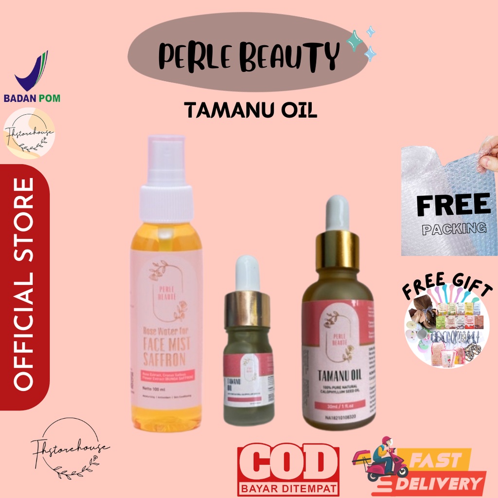 [ READY SIAP KIRIM ] ORI 100% TAMANU OIL &amp; FACE MIST SAFFRON PERLE BEAUTE / FACE OIL / OBAT BOPENG / ACNE / GLOWING