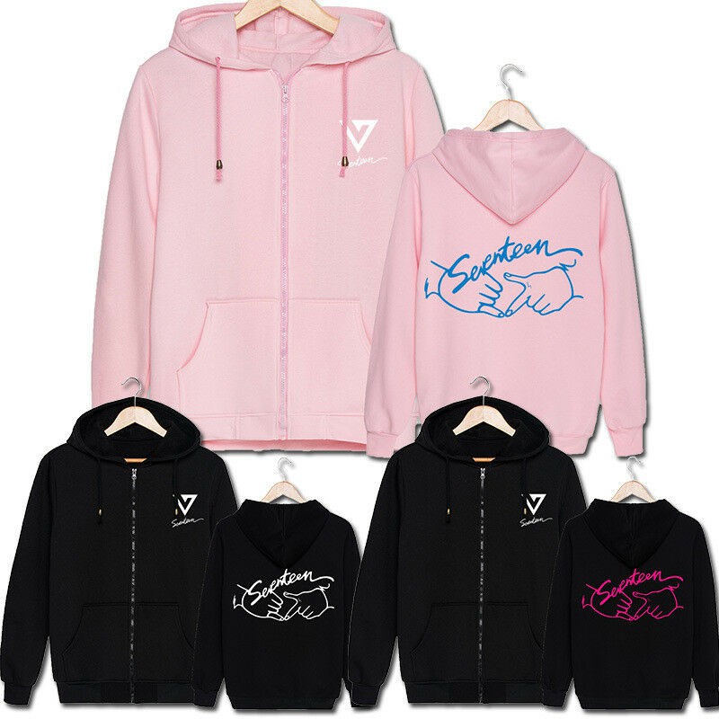 jaket seventeen hoodie seventeen hand logo kpop
