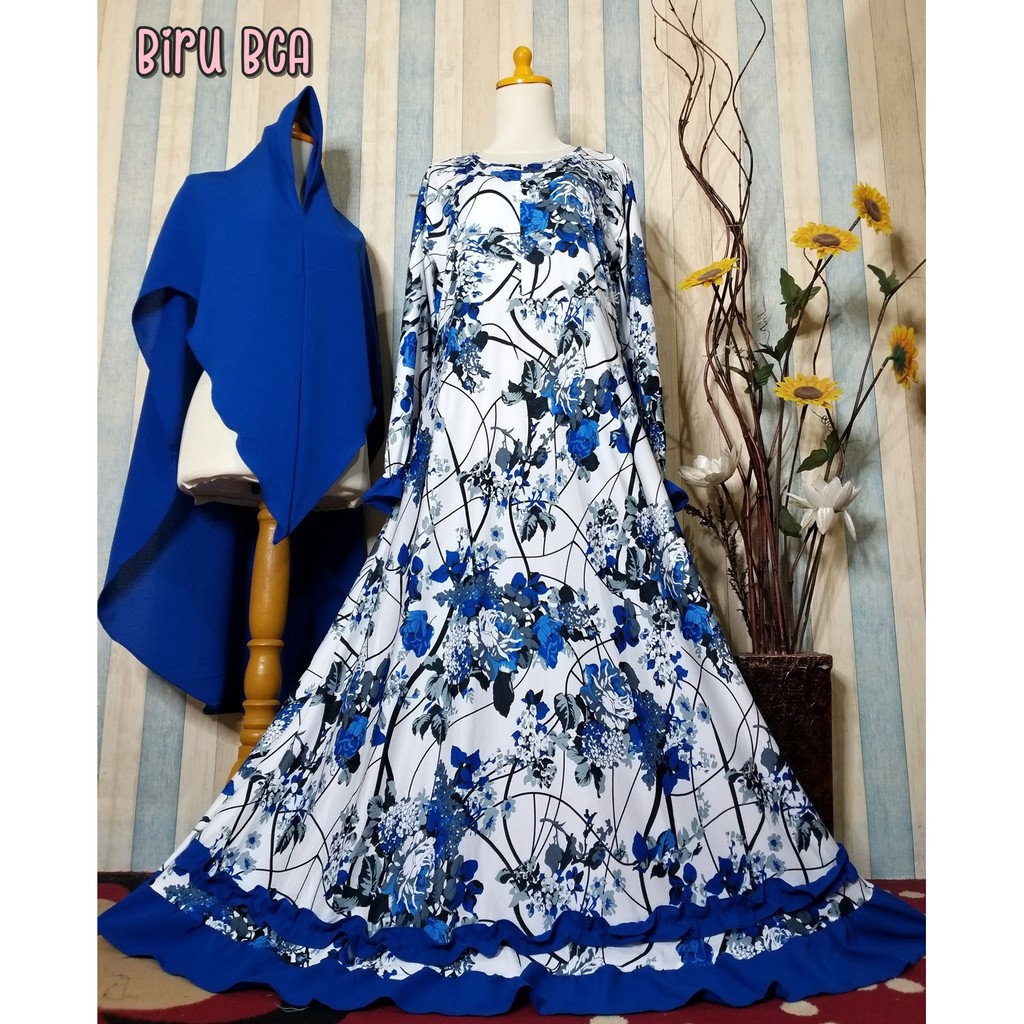 PROMO JUAL Gamis Misbee Kombinasi Set Khimar Pad Antem Warna BIRU BCA BISA SERAGAMAN GROSIR MURAH
