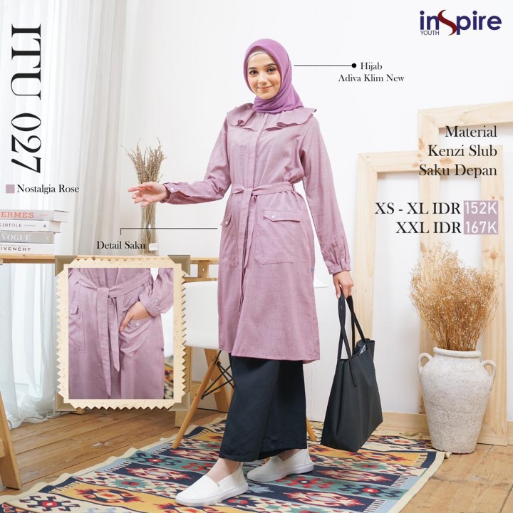 Inspire ITU 27 Tunik Panjang Polos Bahan Kenzi Slub