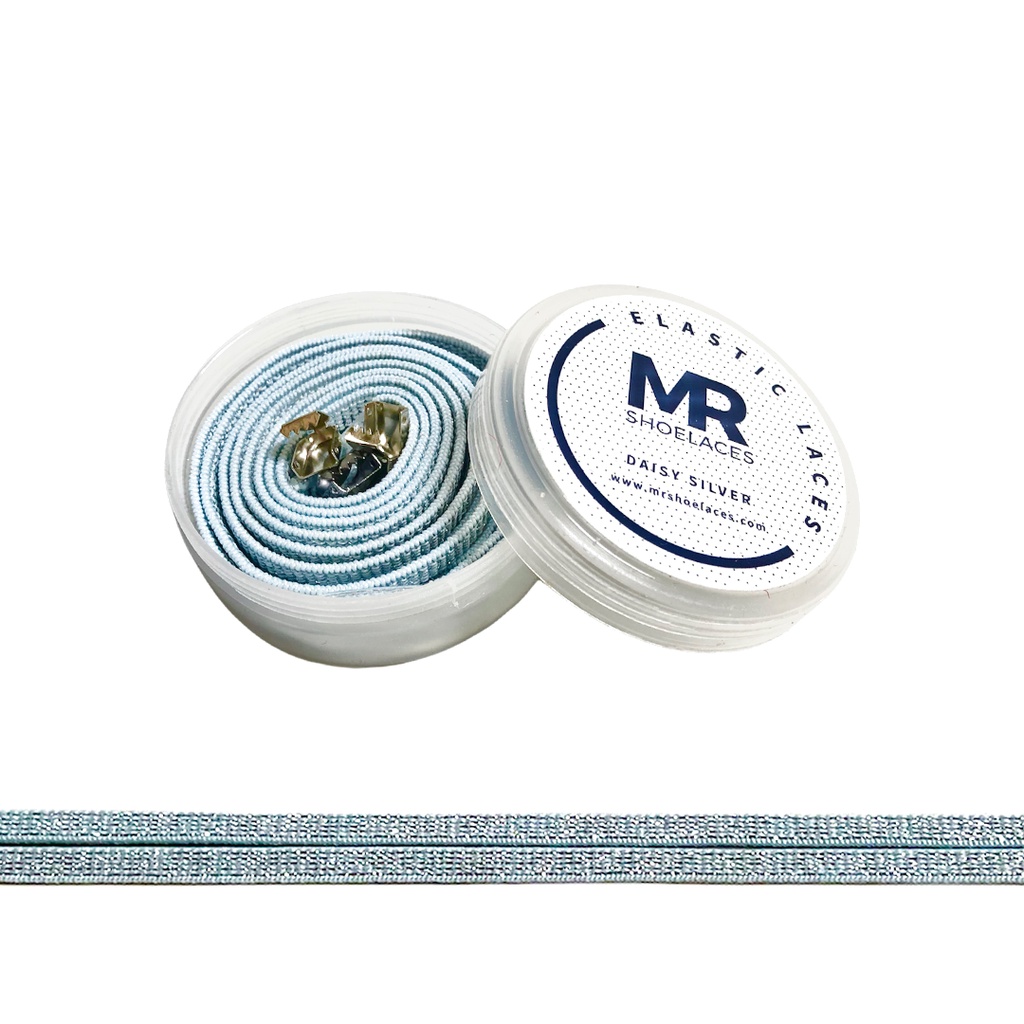 MR Shoelaces SR01 Elastic Daisy Silver Tali Sepatu Flat Elastis 80cm 100cm 120cm 150cm