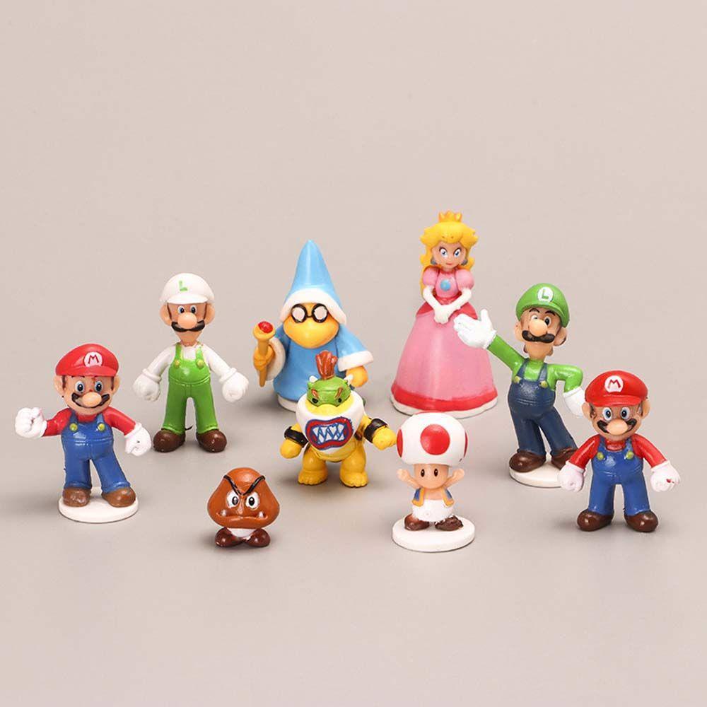 Lanfy Action Figurine Patung Lucu Model Koleksi Jamur Peach Mario Model Anime Bros Super Mario