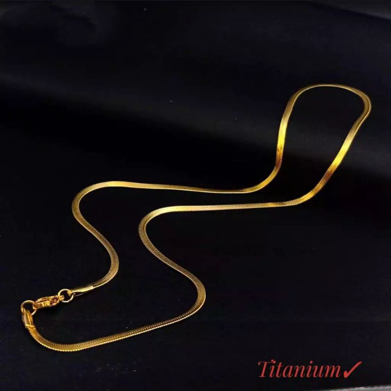 Kalung titanium belut lapis emas 24 k Import anti luntur