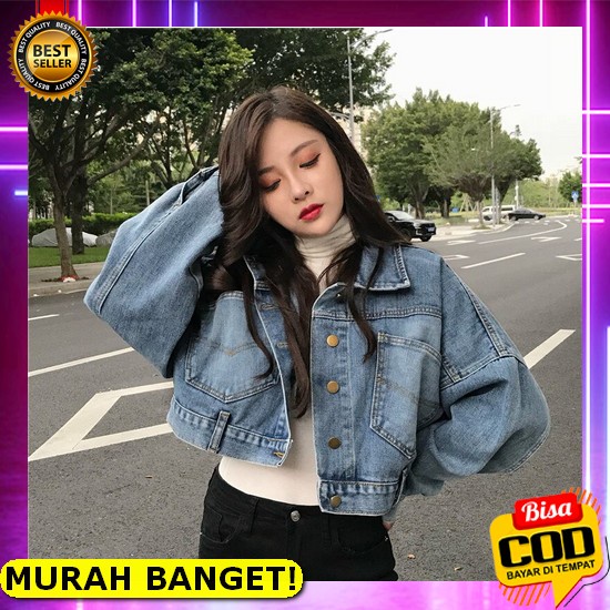 Jaket Jeans Cewek Wanita Oversize 506 Acid Snow Blue Ripped Oversize Jaket Jeans Kode Fr 6002 Jeslyn