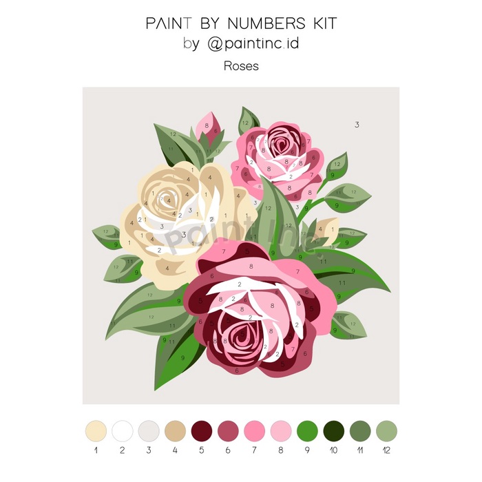 

(TERLARIS) Paint by Numbers Kit: Rose | Valentine Painting Kit | Gift |Hampers - TANPA KUAS