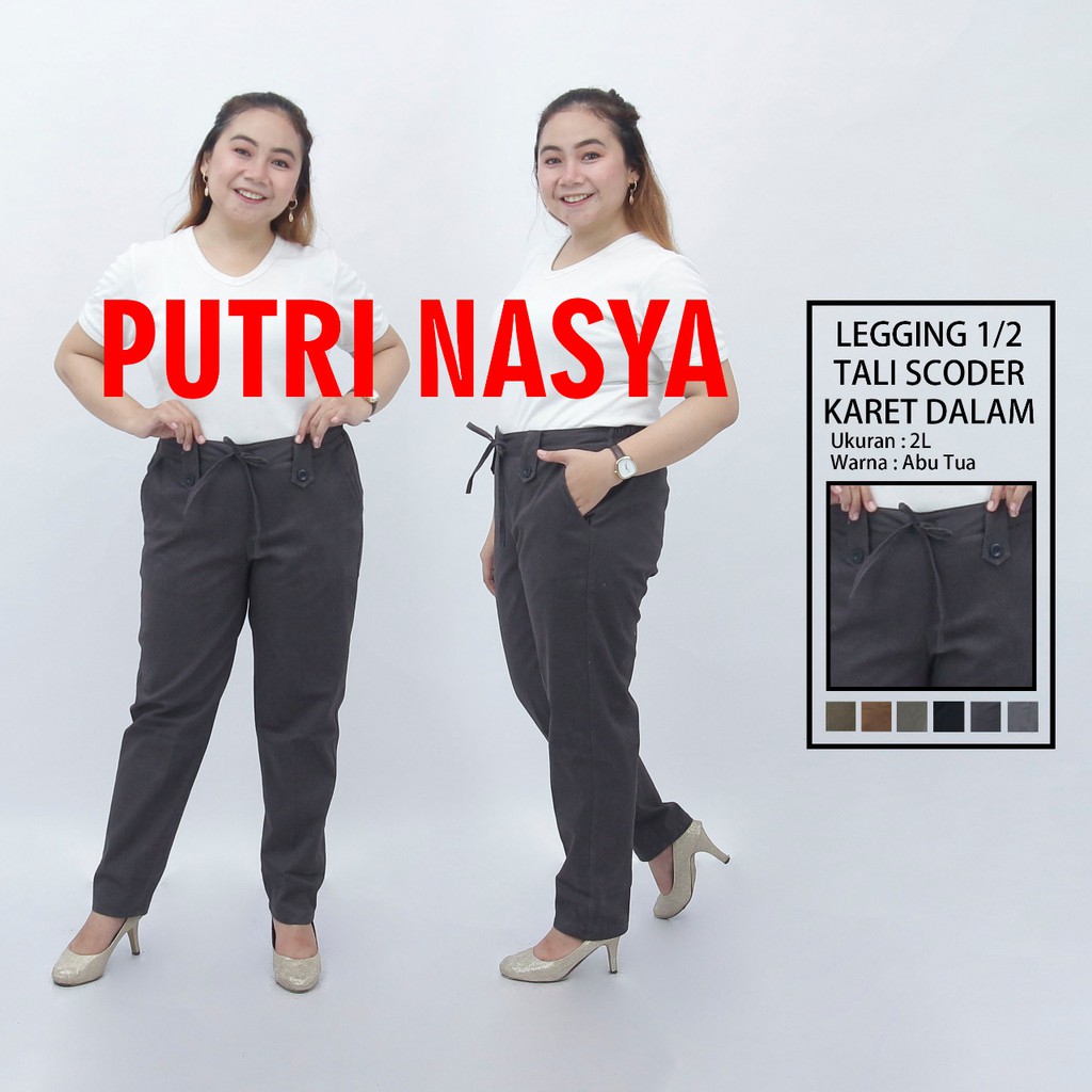 Celana jumbo legging 1/2 tali scoder karet / celana big size / celana formal / celana wanita jumbo