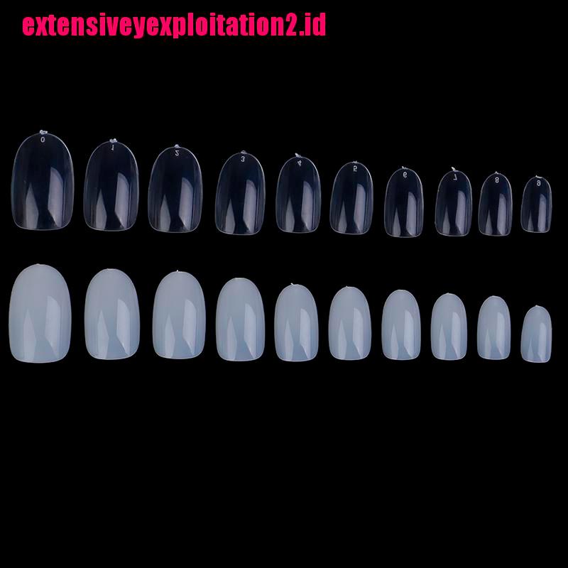 &lt; E2id &amp; &gt; 500pcs / Set Kuku Palsu Pendek Bentuk Elips Bahan Akrilik Untuk Nail Art