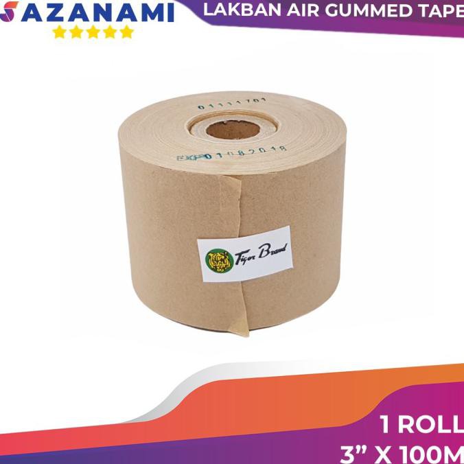 Favorit] Lakban Air 3" Inch X 100M Gummed Tape Tiger Craft Paper Kraft Tape