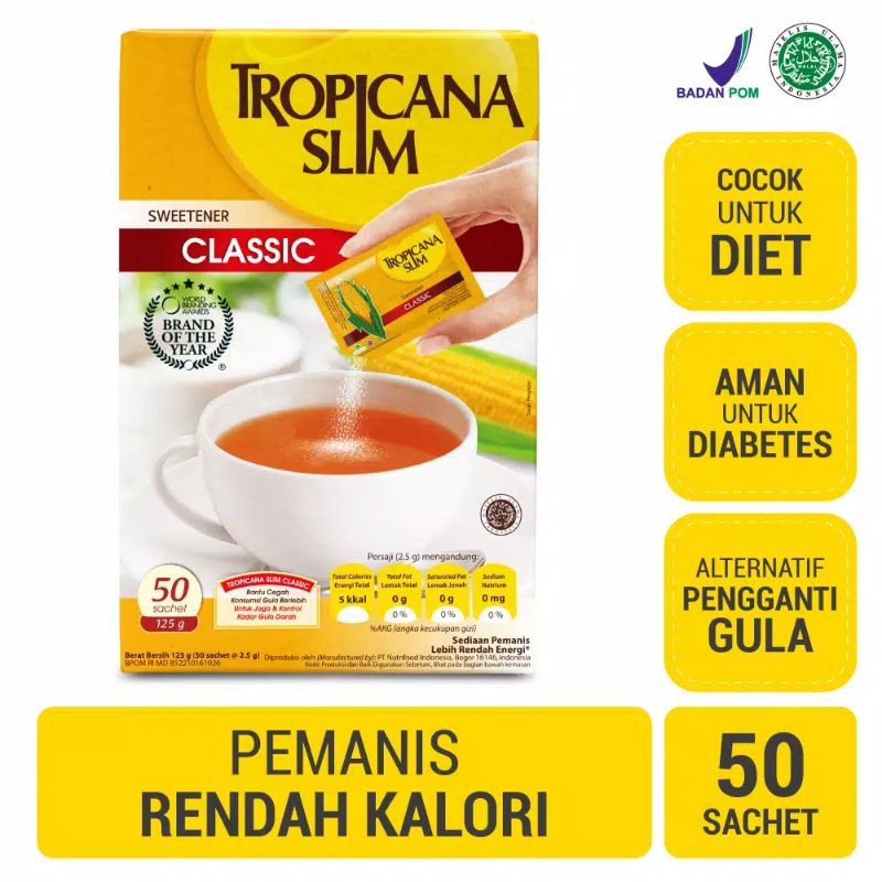 TROPICANA SLIM SWEETENER CLASSIC 50 SACHET - GULA