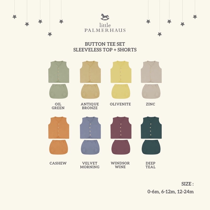 Button Tee Set Sleeeveless Little Palmerhaus | Baju Bayi 0-24 Bulan