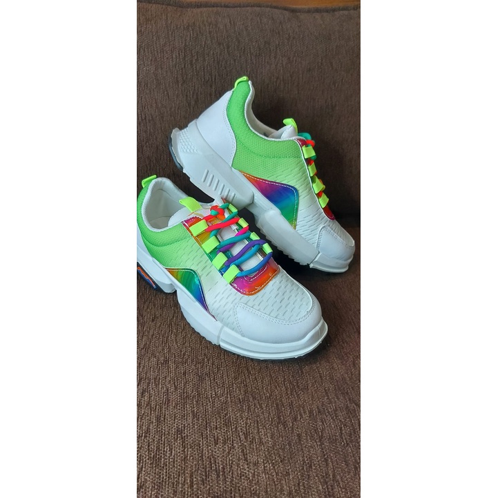 SEPATU SPORT SOFIYA ORIGINAL MOTIF PELANGI HIJAU