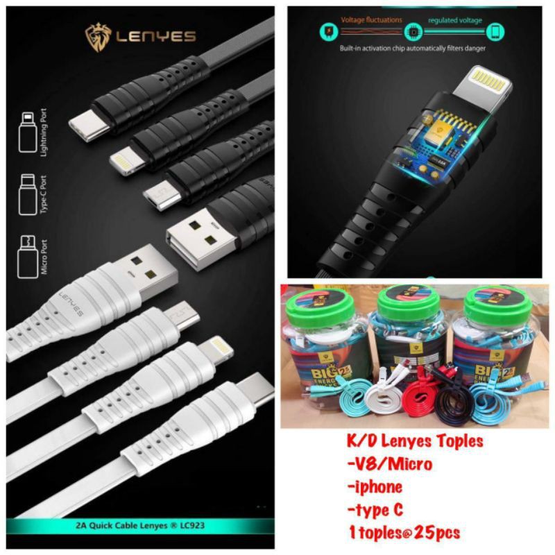 Kabel Data Lenyes LCH923 Micro / Kabel Charger Android Support Fast isi 25pcs