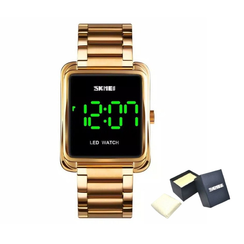 Jam Tangan Pria SKMEI Digital LED 1505 Stainless Steel Jam Tangan Digital LED Free Box