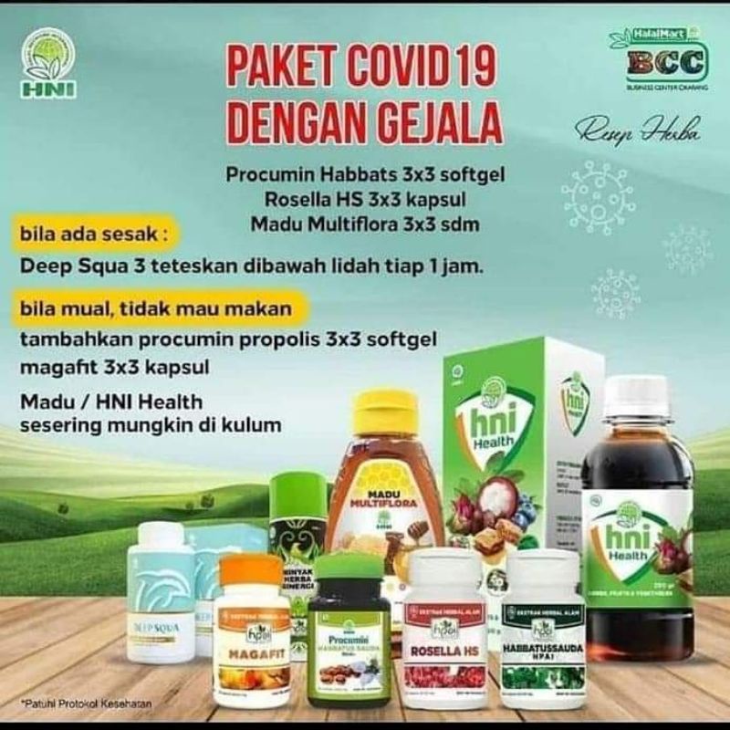 paket covid 19 herbal hpai hni batuk pilek demam asma sesak napas otg disinfektan antiseptik corona