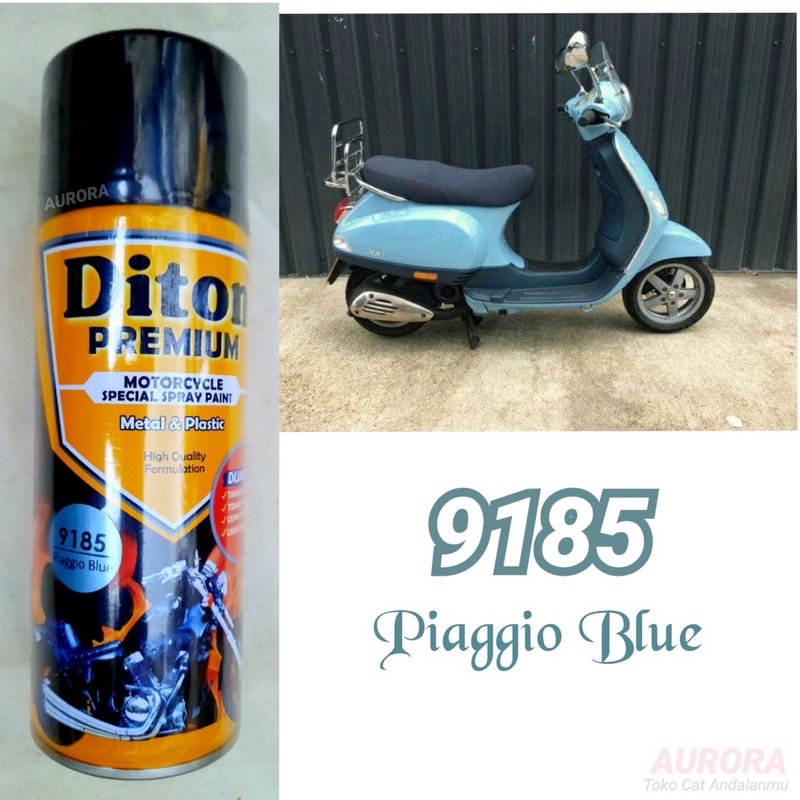 Pilox Diton Premium Piaggio Blue 9185 Vespa Biru Laut Metallic Metalik Muda Warna Telur Asin 400ml
