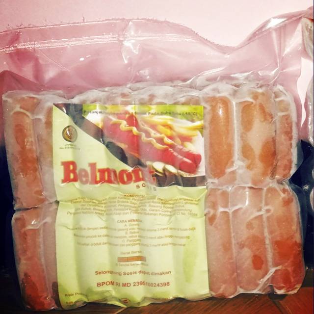 

Sosis sapi merk belmont berat 500gr isi 33pcs