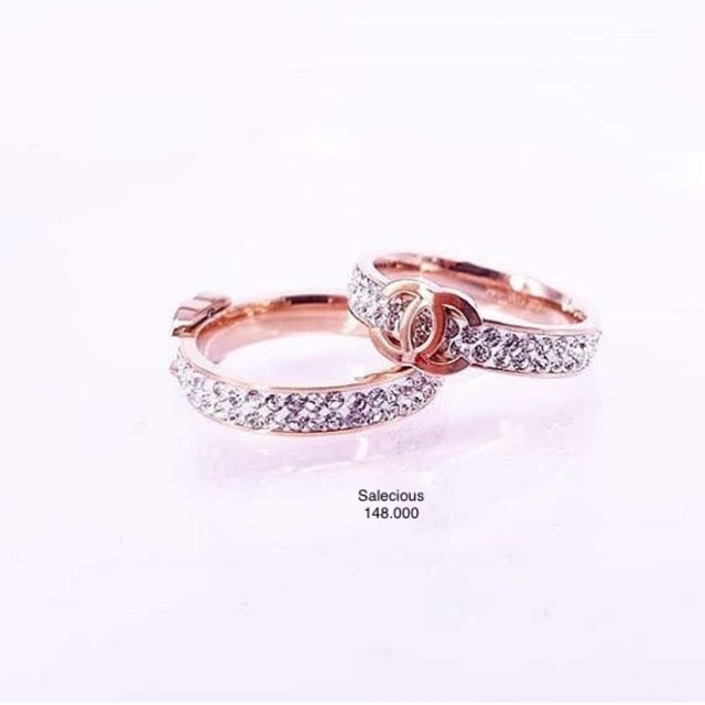 Cincin perhiasan Lapis emas luxury dengan zircon italy asli