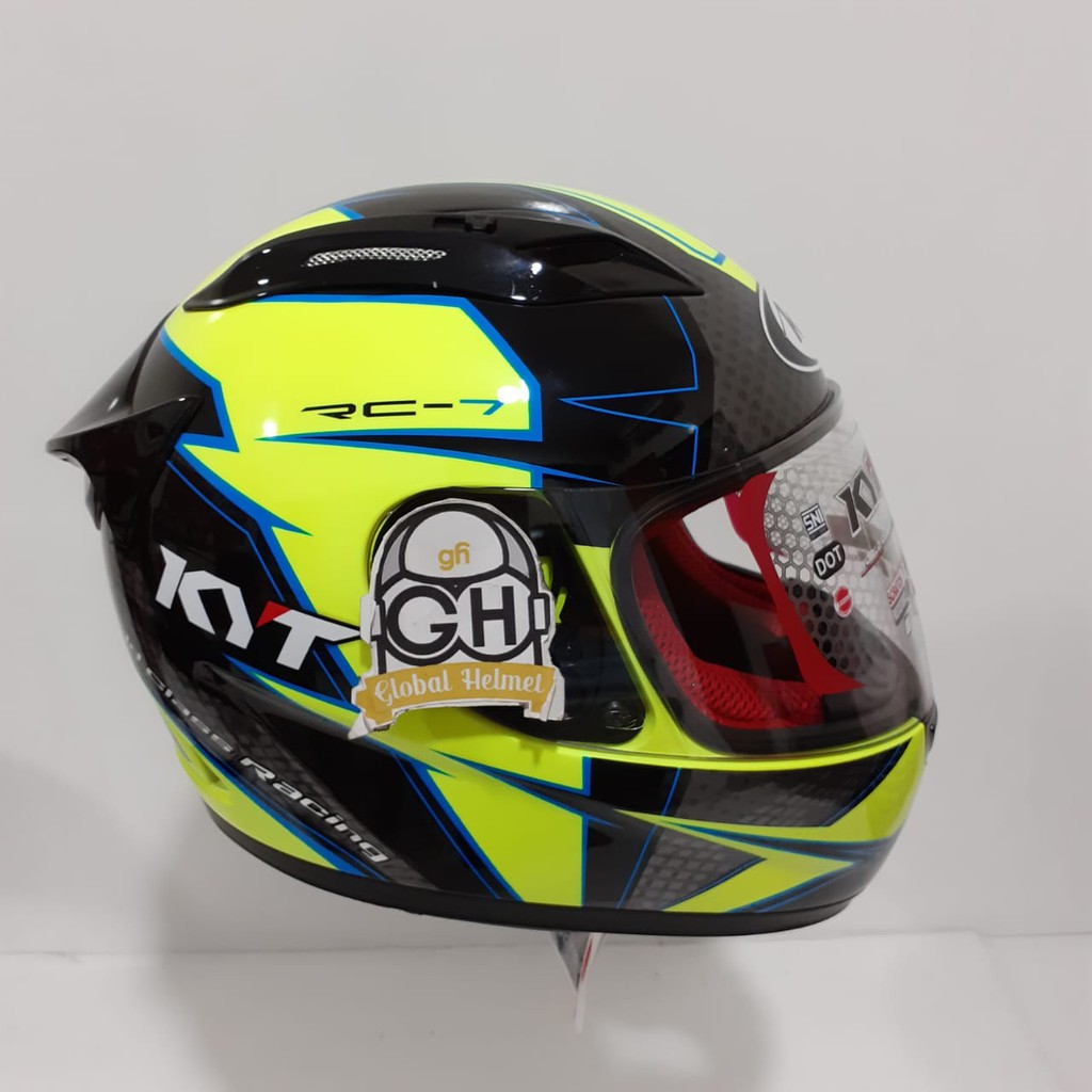 HELM FULL FACE KYT RC7 RC-7 RC SEVEN MOTIF #16 BLACK YELLOW