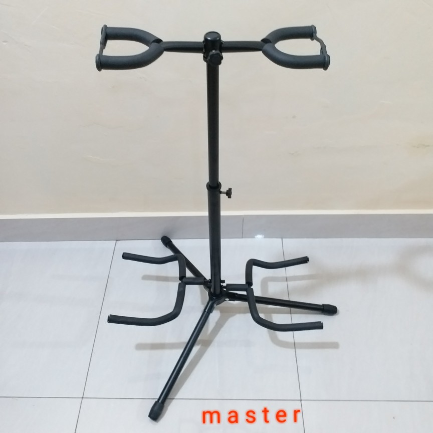 stand gitar akustik elektrik bass double isi 2 merk paladin  bentuk berdiri long neck original murah