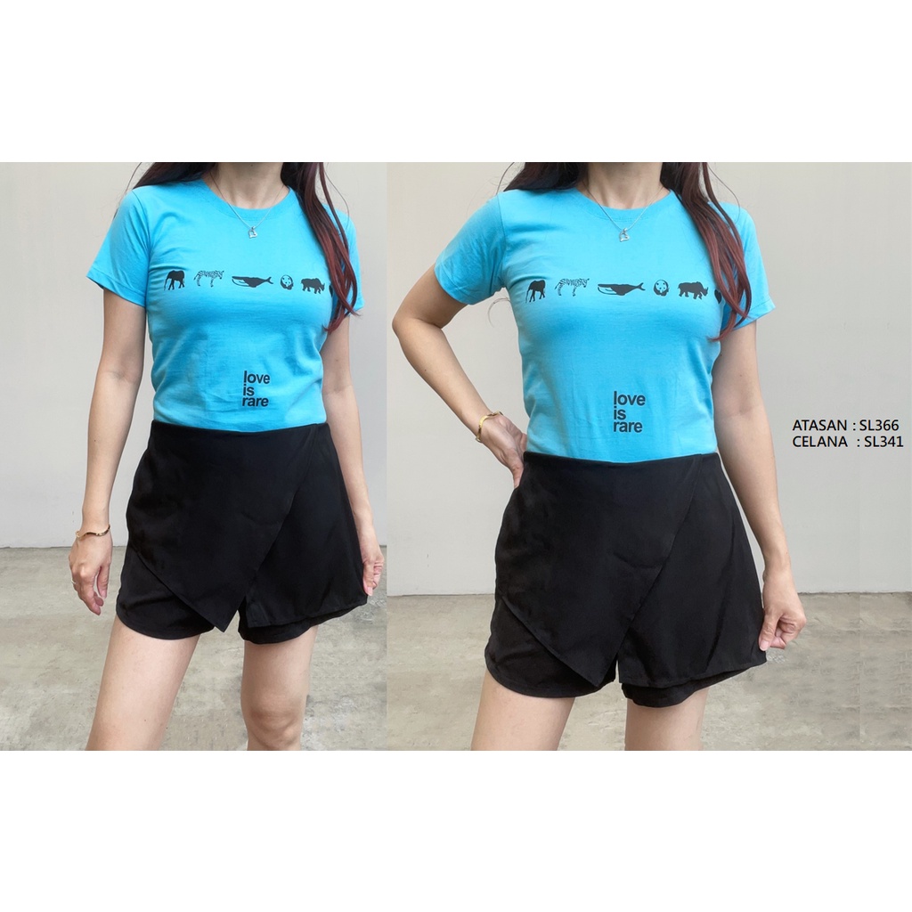 SL341 - Celana Skort Wanita Basic Wedges Stylish Casual Look